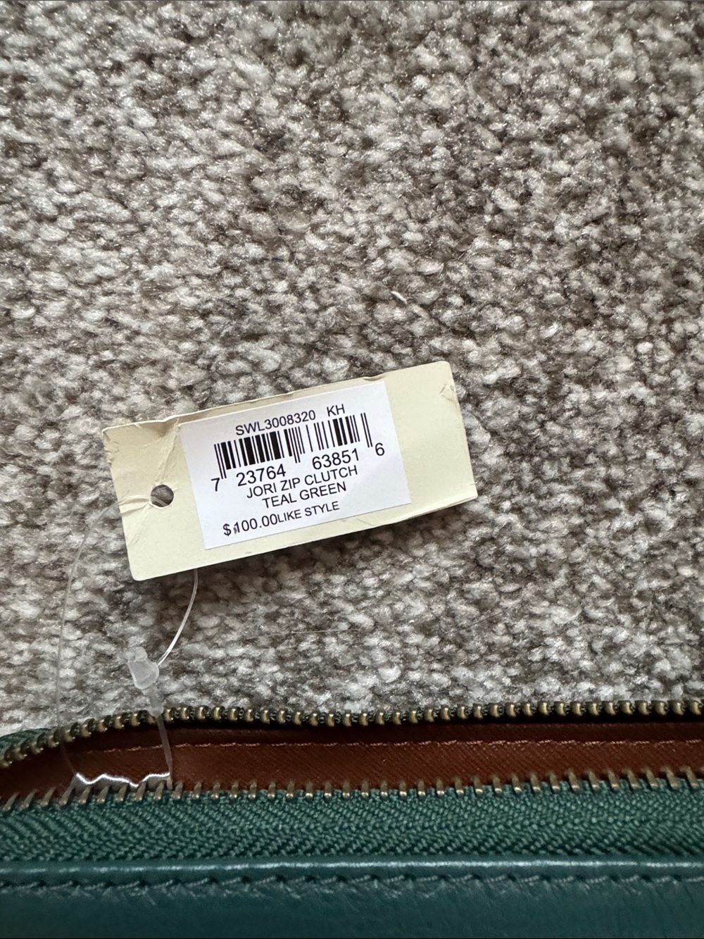 Fossil Jori Zip Clutch Teal Green - Picture 2 of 5